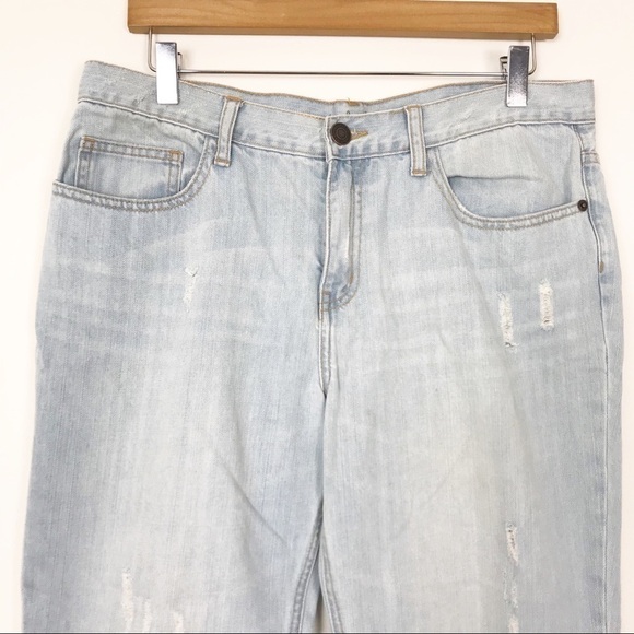 LONDONJEAN Light Wash High Waist Boyfriend Jeans 8 Distressed Casual - Picture 3 of 8